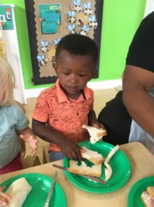 enjoying our sandwiches
